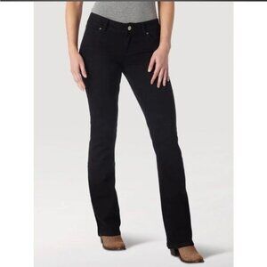 Wrangler Womens Black Straight-Leg Jeans Size 12M Stretch Cotton Blend Denim